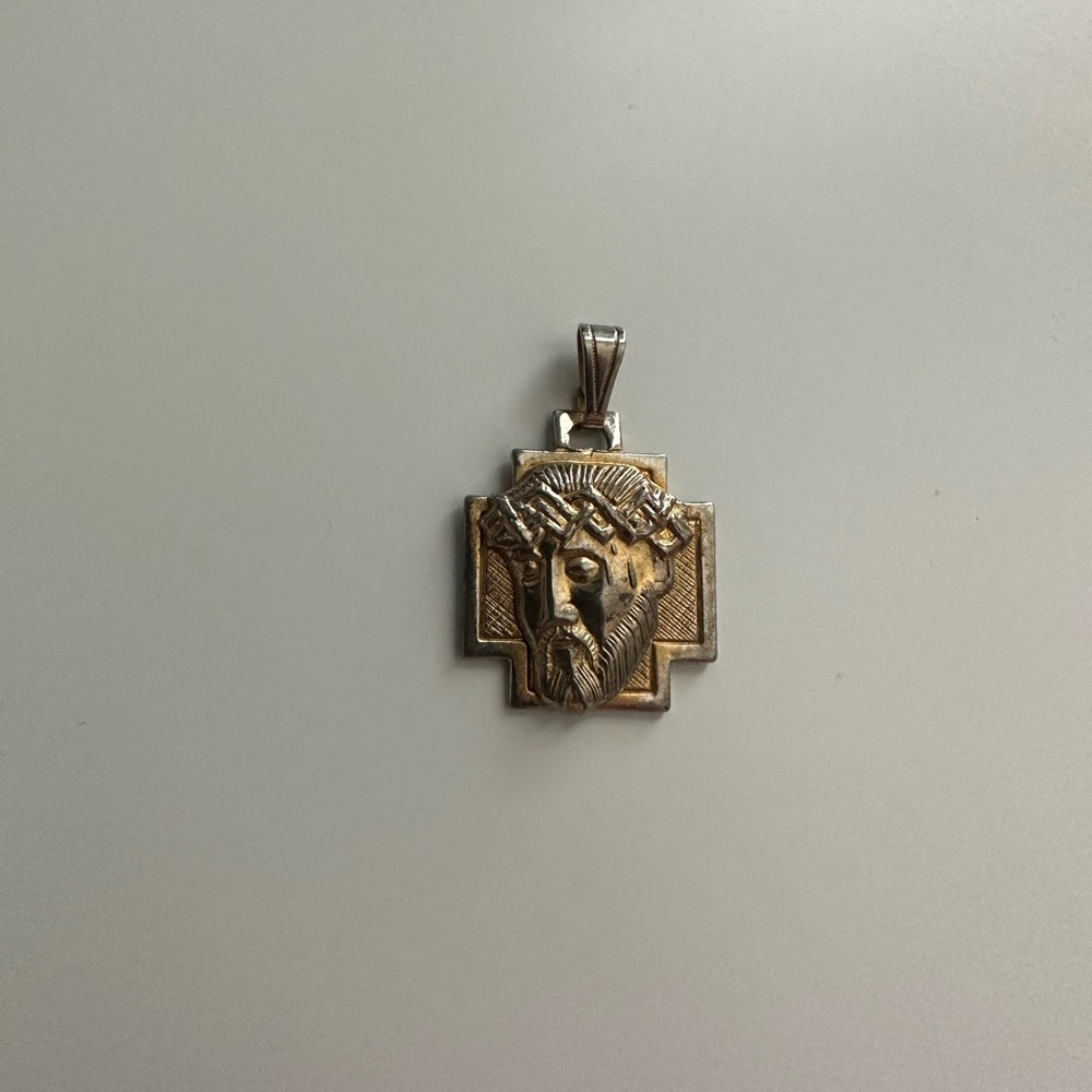 Vintage Jesus Piece with Thorns / Cross Pendant